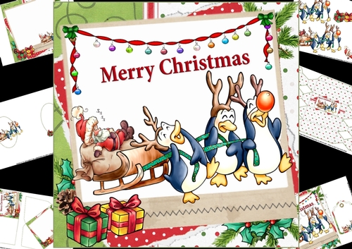 8x8 Santa and his penguin sleigh mini kit