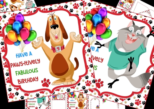 7x7 Paws-itively fabulous birthday wishes cat & dog mini kit