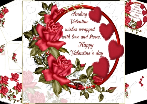 8x8 Valentine wishes with hugs and kisses mini kit