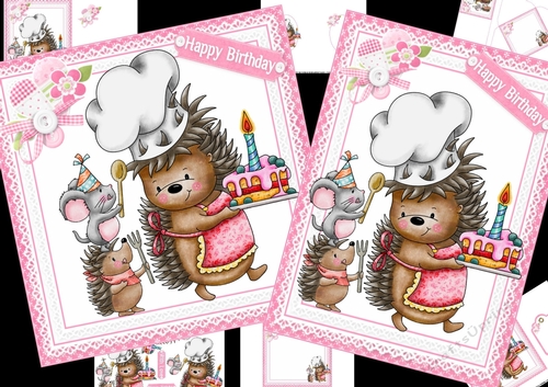 Hedgehog birthday wishes 7x7 & A5 mini kit. 