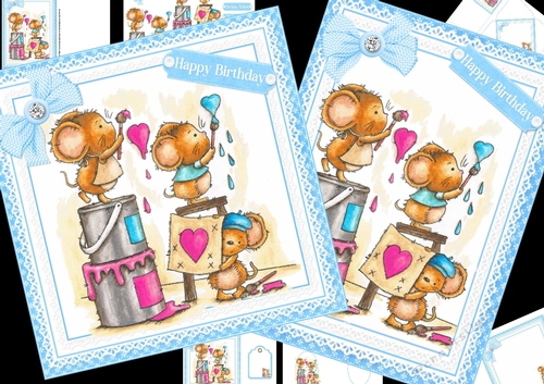 Hearts and kisses for your birthday 7x7 & A5 mini kit