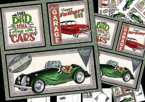 8x8 Dad loves his cars birthday or fathers day mini kit