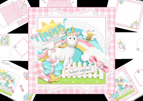 7x7 Sweet girl birthday wishes mini kit