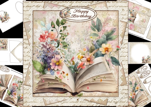 8x8 For the love of books shabby chic mini kit