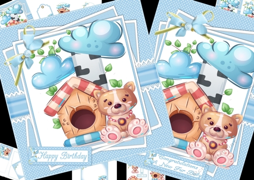 Cute puppy sending lots of wishes 2, 7x7 & A5 mini kit