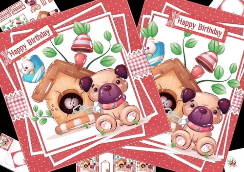 Cute puppy sending lots of wishes 4, 7x7 & A5 mini kit