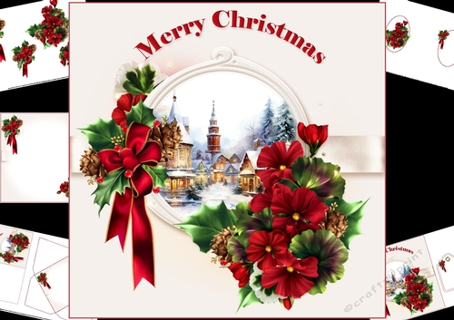 8x8 Christmas scene with flowers mini kit
