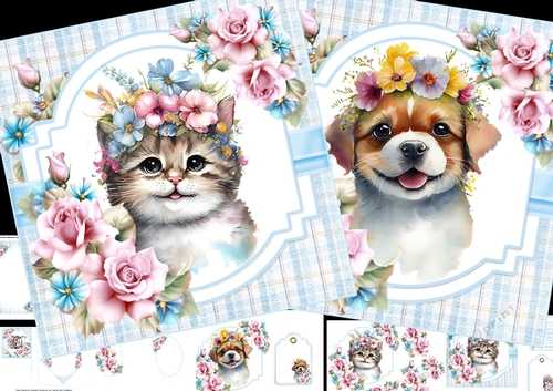 7x7  Baby kitten and puppy mini kit