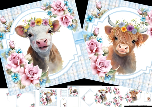 7x7 baby cow and highland cow mini kit