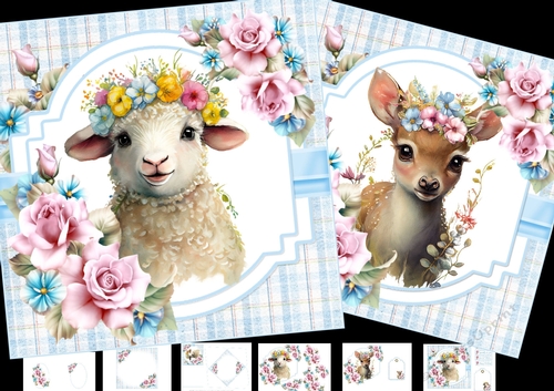 7x7 baby lamb and baby deer mini kit