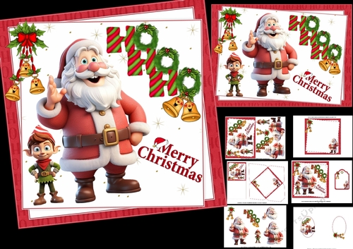HO HO HO Santa sends Christmas wishes 7x7 & A5 mini kit 