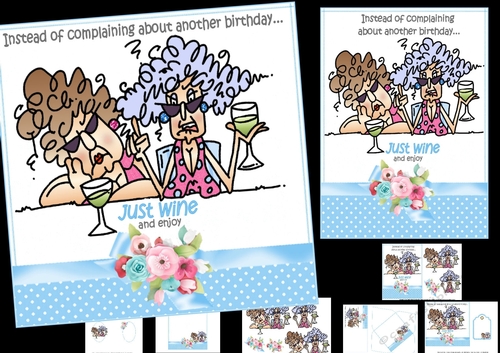 Stella and Margaret have birthday wine 7x7 & A5 mini kit