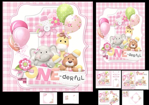 One-derful birthday wishes girl 7x7 & A5 mini kit