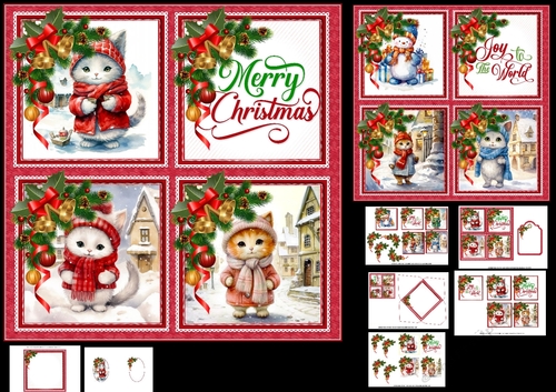 7x7 sweet pussycat Christmas choice of cats mini kit