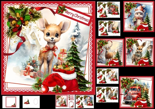 7x7 Christmas deer choice of five mini kit