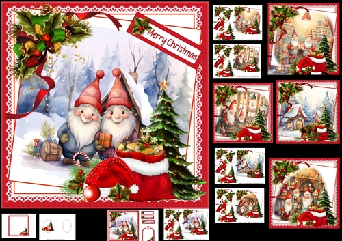 7x7 Christmas gnomes choice of five mini kit