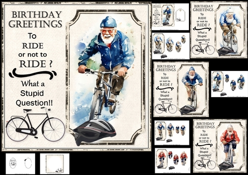 7x7 A man and his bicycle choice of four mini kit