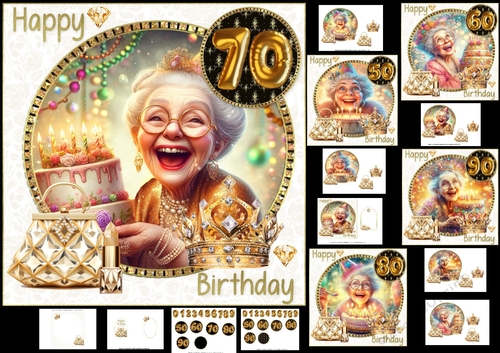 7x7 Golden oldies ladies birthday any age choice of five mini kit
