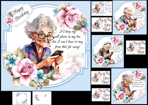7x7 Golden oldies and their cell phones 2 choice of four mini kit