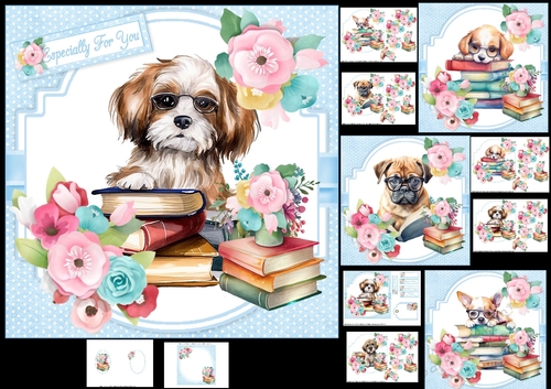 7x7 Dogs with books ladies choice of four mini kit