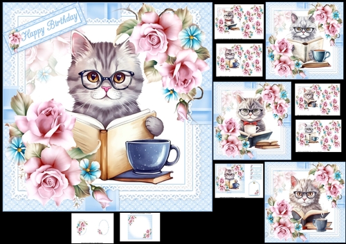7x7 cats with books choice of four mini kit