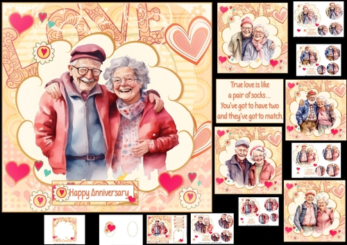 7x7 Golden oldies anniversary or valentine choice of four mini kit