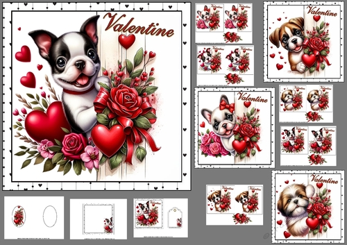 6x6 Puppy peeker Valentine 2 choice of four mini kit