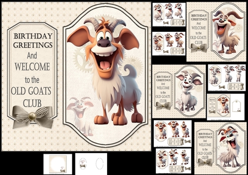 7x7 Welcome to the old goats club male, choice of four mini kit 