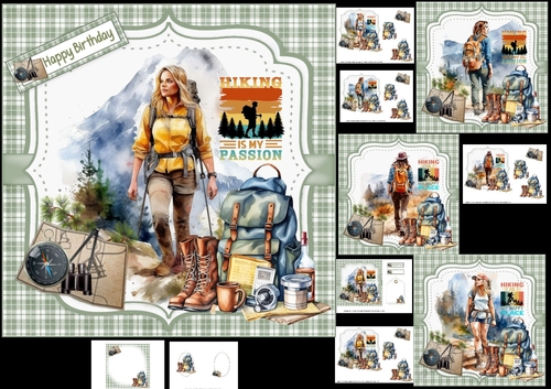 7x7 Just a girl who loves hiking choice of four mini kit