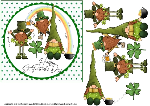6x6 Happy St Patricks day gnomes