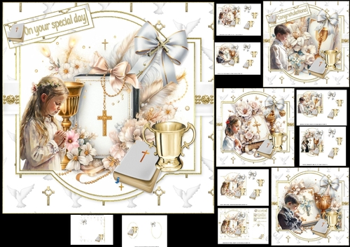 7x7 First communion/confirmation boy or girl choice of four mini kit
