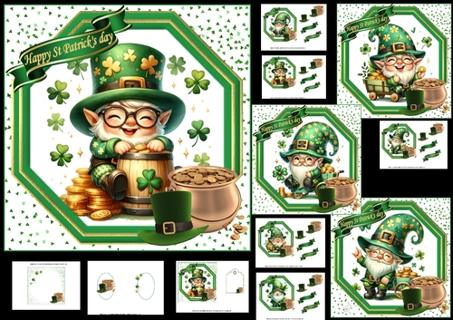 6x6 Paddys day gnomes choice of four mini kit
