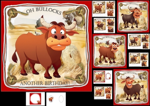 7x7 Birthday wishes from the bull choice of four mini kit