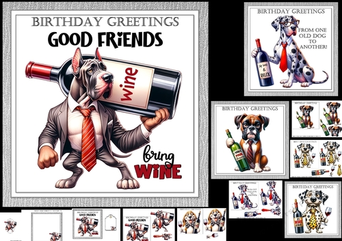7x7 Birthday greetings from the old dog choice of four mini kit 