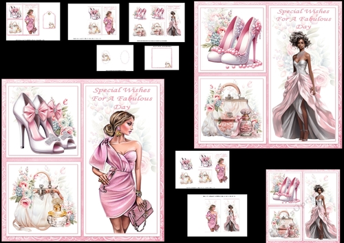 7x7 Special wishes for a fabulous day pink choice of two mini kit