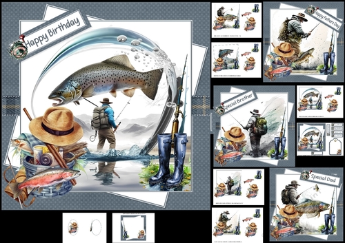 7x7 He loves Fly fishing choice of four mini kit
