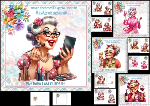 7x7 Crazy old grandma choice of four mini kit