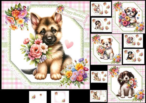7x7 Flower dogs choice of four mini kit