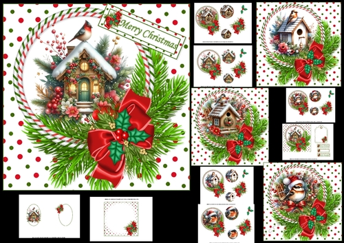 6x6 Beautiful Christmas Robin 2 choice of four mini kit