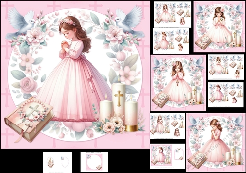 7x7 First communion/confirmation girls choice of four mini kit