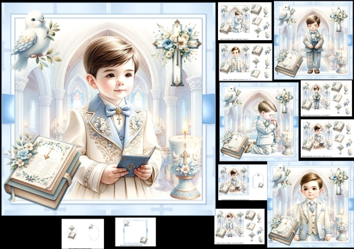7x7 First communion/confirmation boys choice of four mini kit