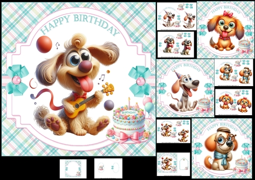 7x7 Doggy birthday wishes choice of four mini kit