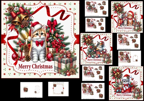 6x6 Christmas cats choice of four mini kit