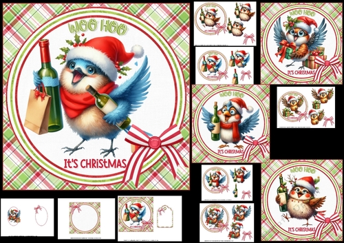 6x6 Christmas birds of joy choice of four mini kit