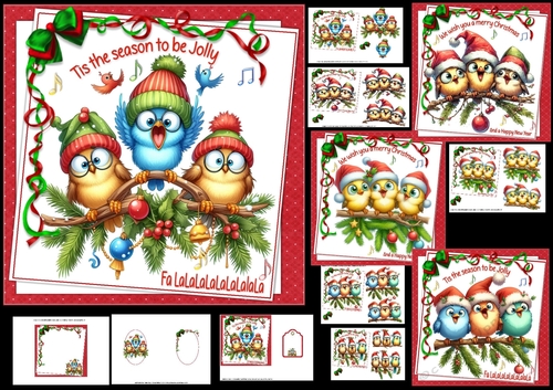 6x6 Christmas birds of joy choice of four mini kit 2