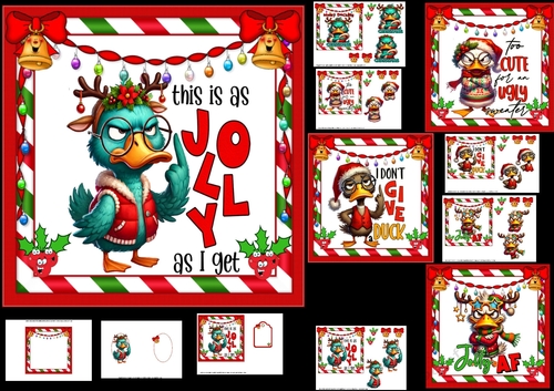 6x6 Ducking Christmas wishes choice of four mini kit