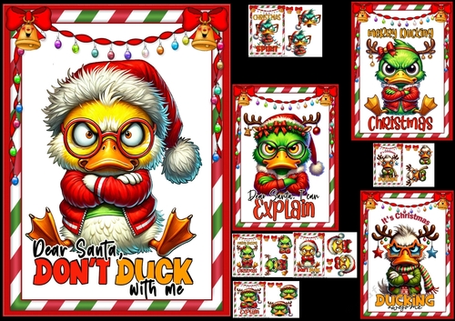 A5 Ducking Christmas wishes choice of four mini kit