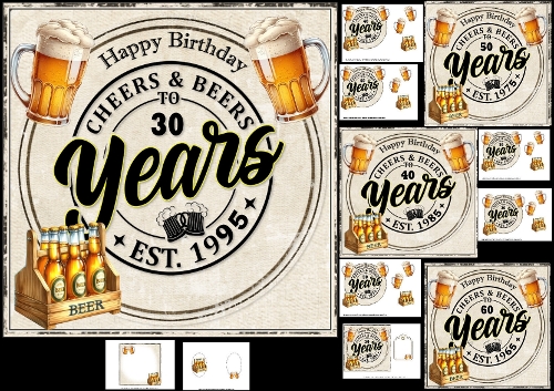 7x7 Cheers and beers ages 30-70 choice of four mini kit