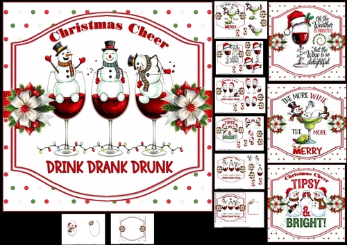 7x7 Christmas Drink Drank Drunk choice of four mini kit