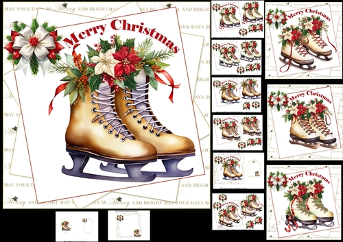 7x7 Christmas skates 2 choice of four mini kit